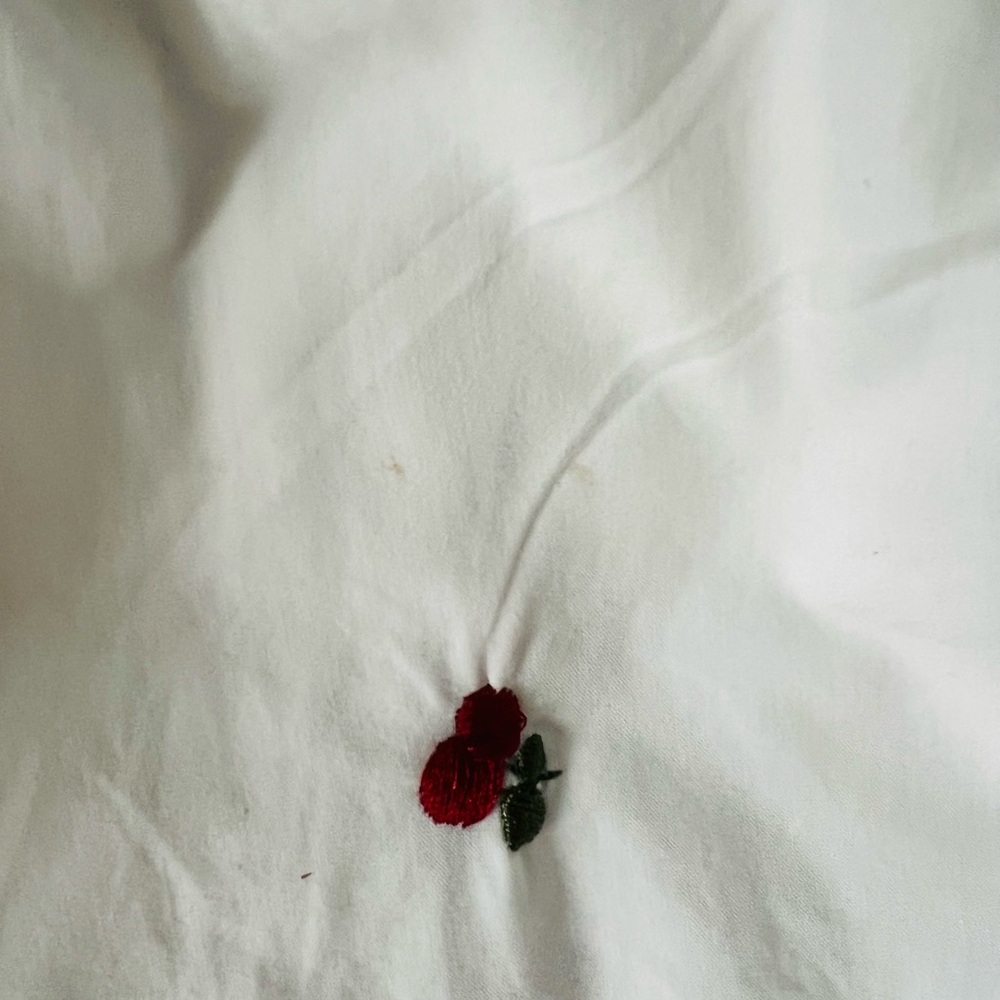 Altar'd State Dress Cherry Poplin White Puff-Sleeve Mini Dress - Picture 11 of 11